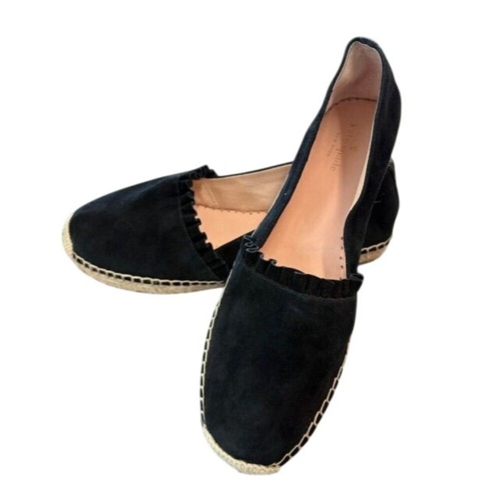 Kate Spade Black Suede Leather‎ Espadrille Flats Womens Size 10M